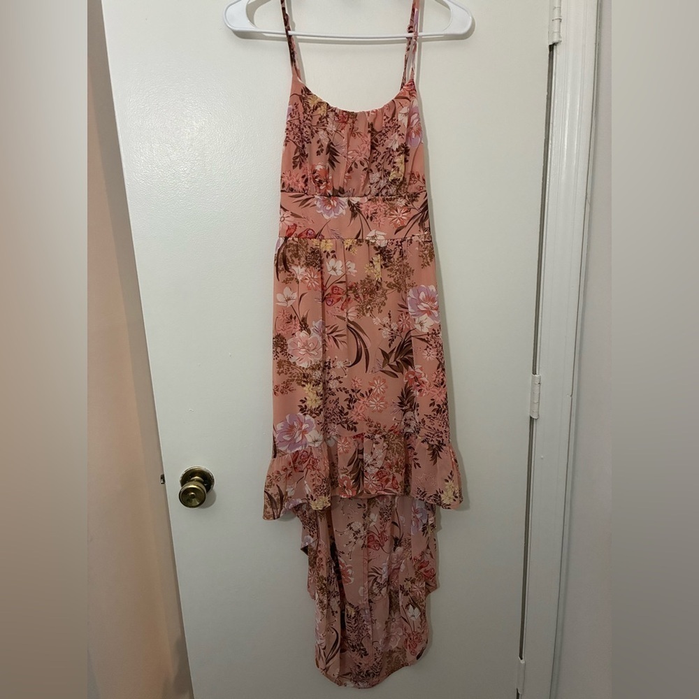As U Wish pink floral high-low dress Size M NWT